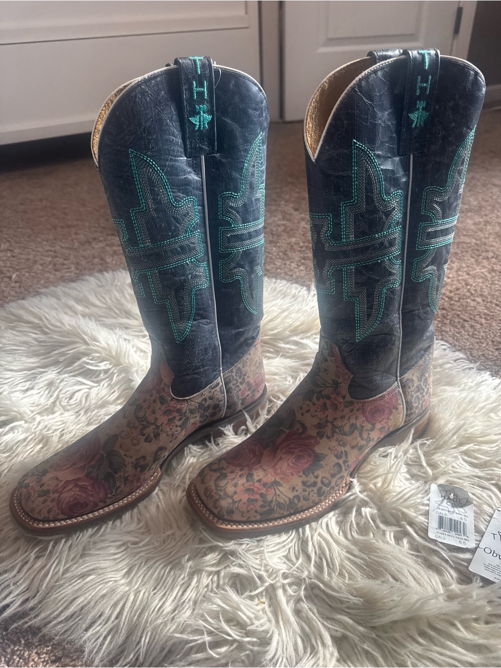 Tin Haul Yellow Leather Interior Wild Flower Cowgirl Boots